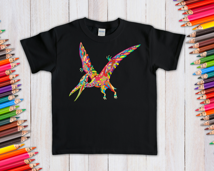 Kids Pterodactyl Zentangle T-Shirt | Jurassic Studio