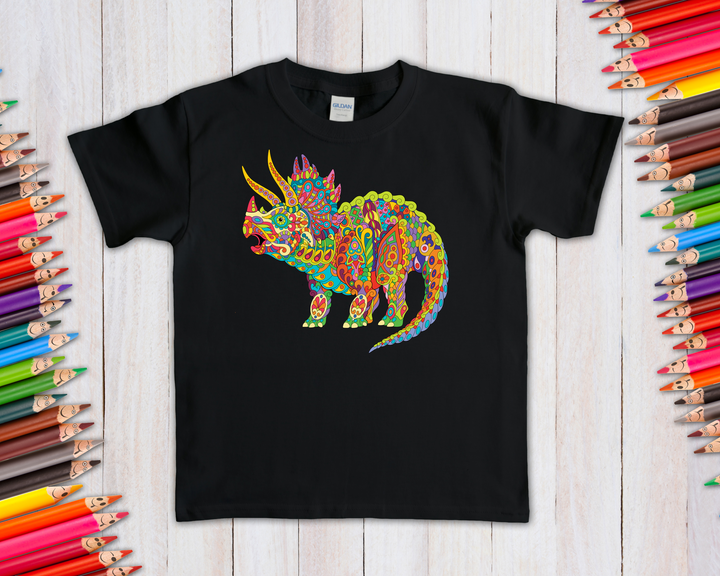 Kids Triceratops Zentangle T-Shirt | Jurassic Studio