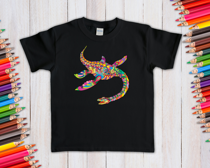 Kids Plesiosaurus Zentangle T-Shirt | Jurassic Studio
