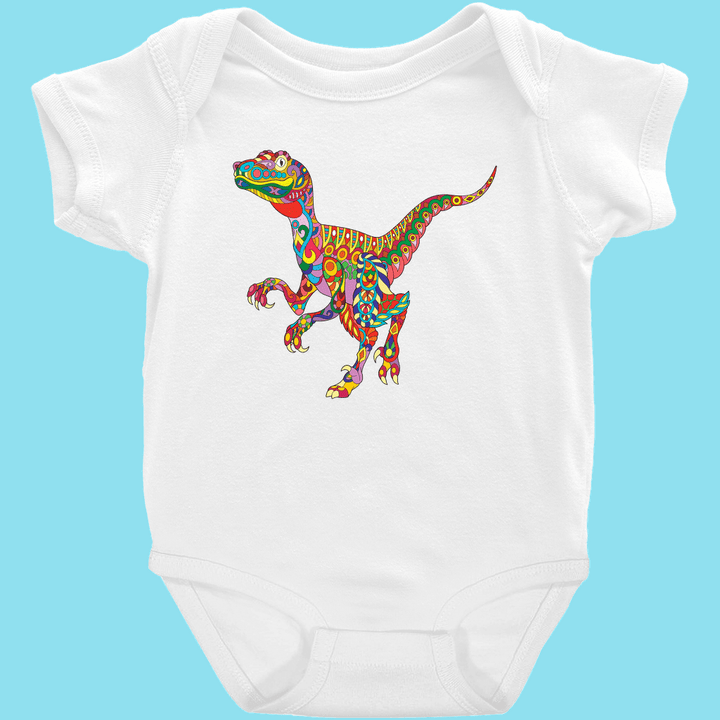 Toddler Velociraptor Zentangle Onesie | Jurassic Studio