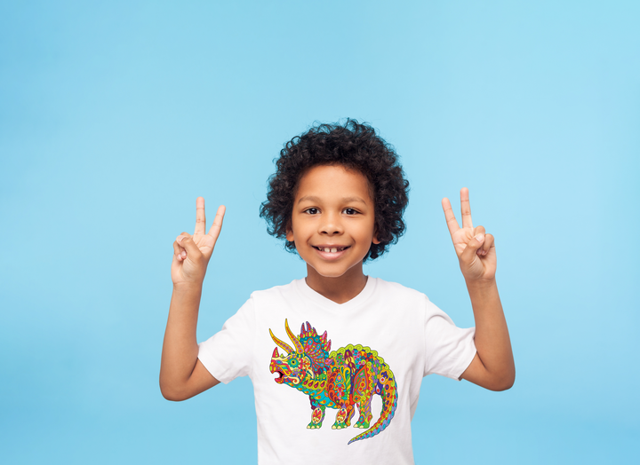 Kids Triceratops Zentangle T-Shirt | Jurassic Studio