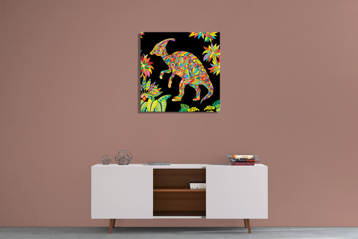 Hadrosaur Zentangle Canvas Wrap | Jurassic Studio