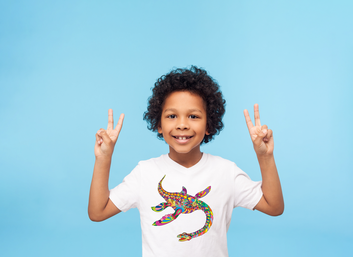 Kids Plesiosaurus Zentangle T-Shirt | Jurassic Studio