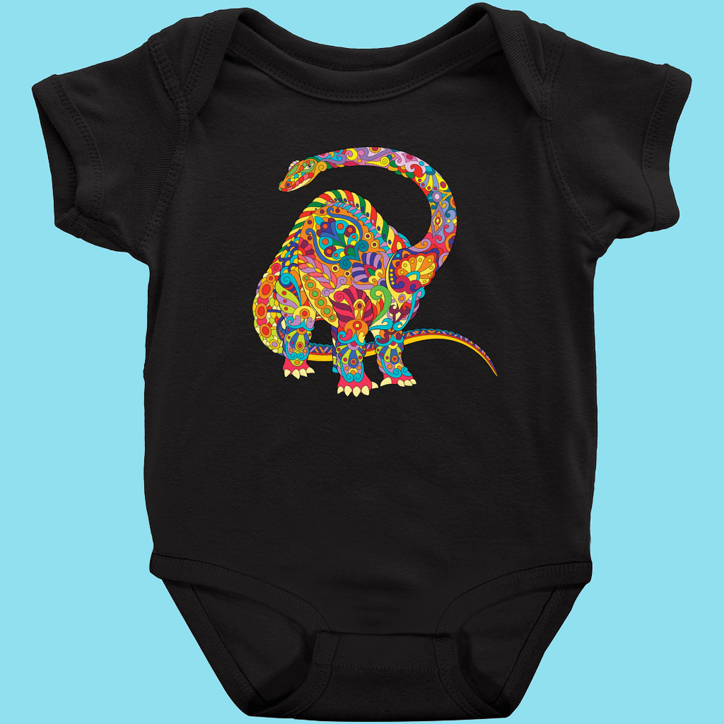 Toddler Brontosaurus Zentangle Onesie | Jurassic Studio