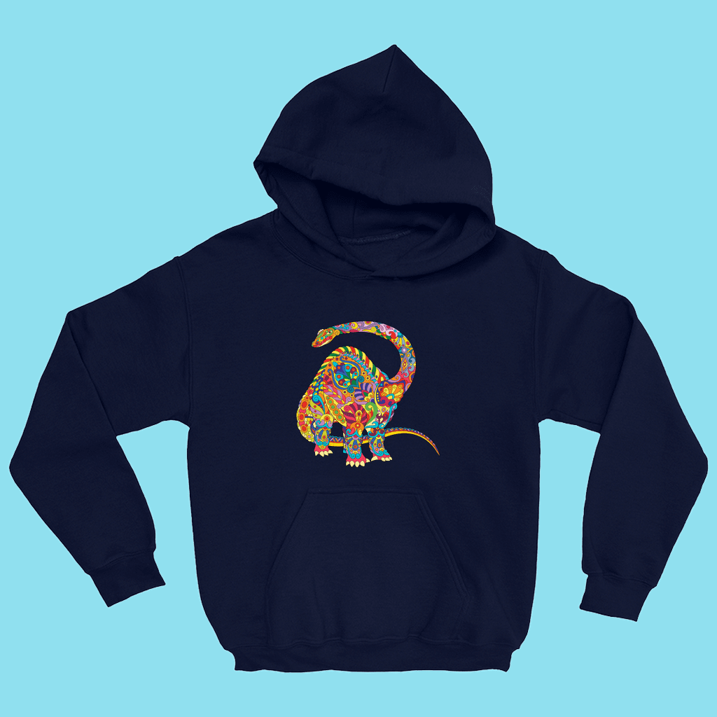 Kids Brontosaurus Zentangle Hoodie | Jurassic Studio