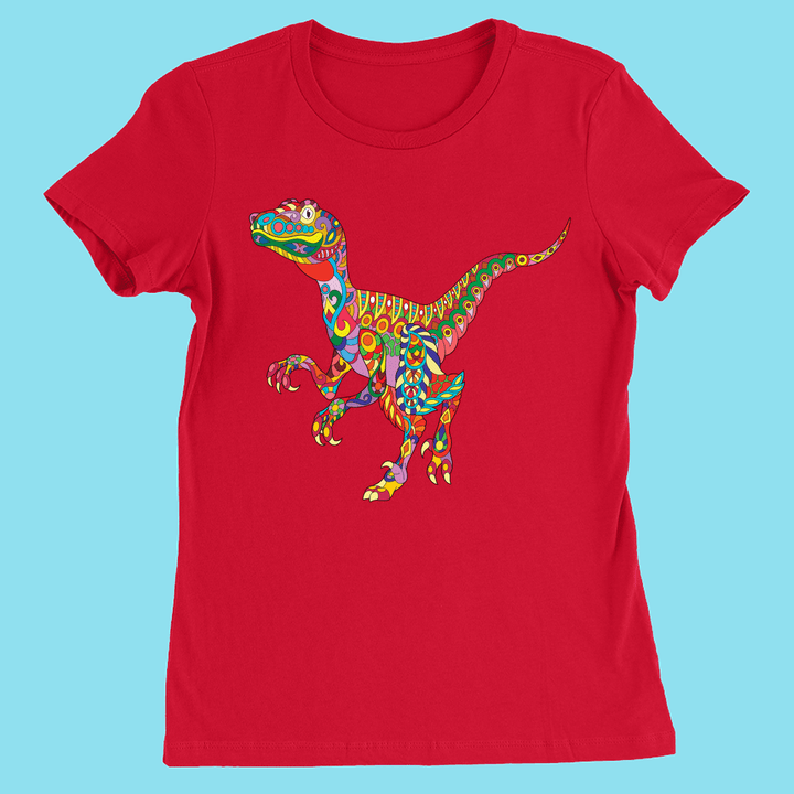Women Velociraptor Zentangle T-Shirt | Jurassic Studio