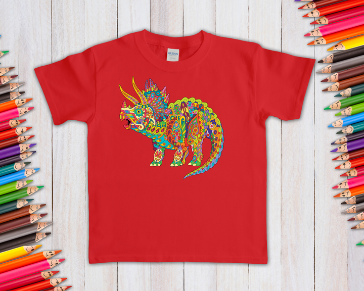Kids Triceratops Zentangle T-Shirt | Jurassic Studio