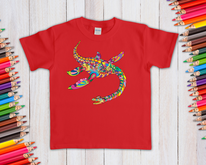 Kids Plesiosaurus Zentangle T-Shirt | Jurassic Studio
