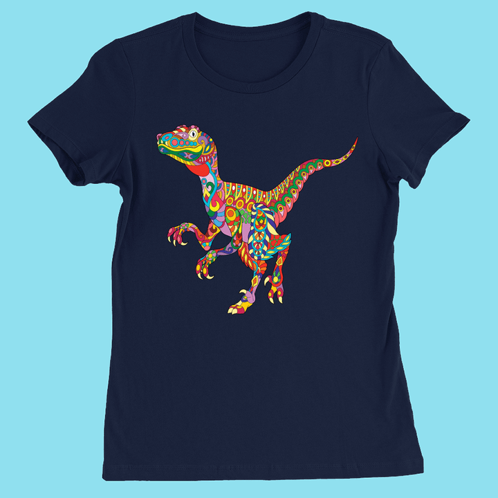 Women Velociraptor Zentangle T-Shirt | Jurassic Studio
