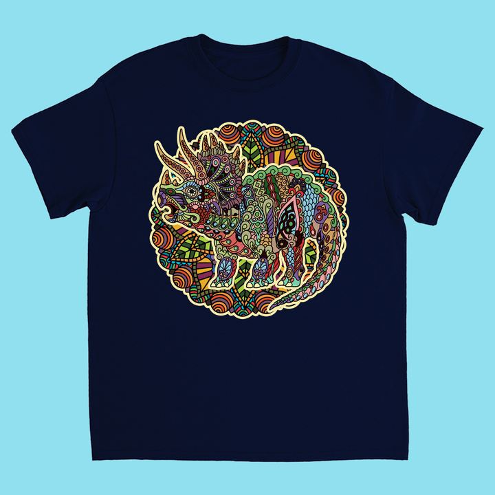Kids Triceratops Mandala T-Shirt | Jurassic Studio