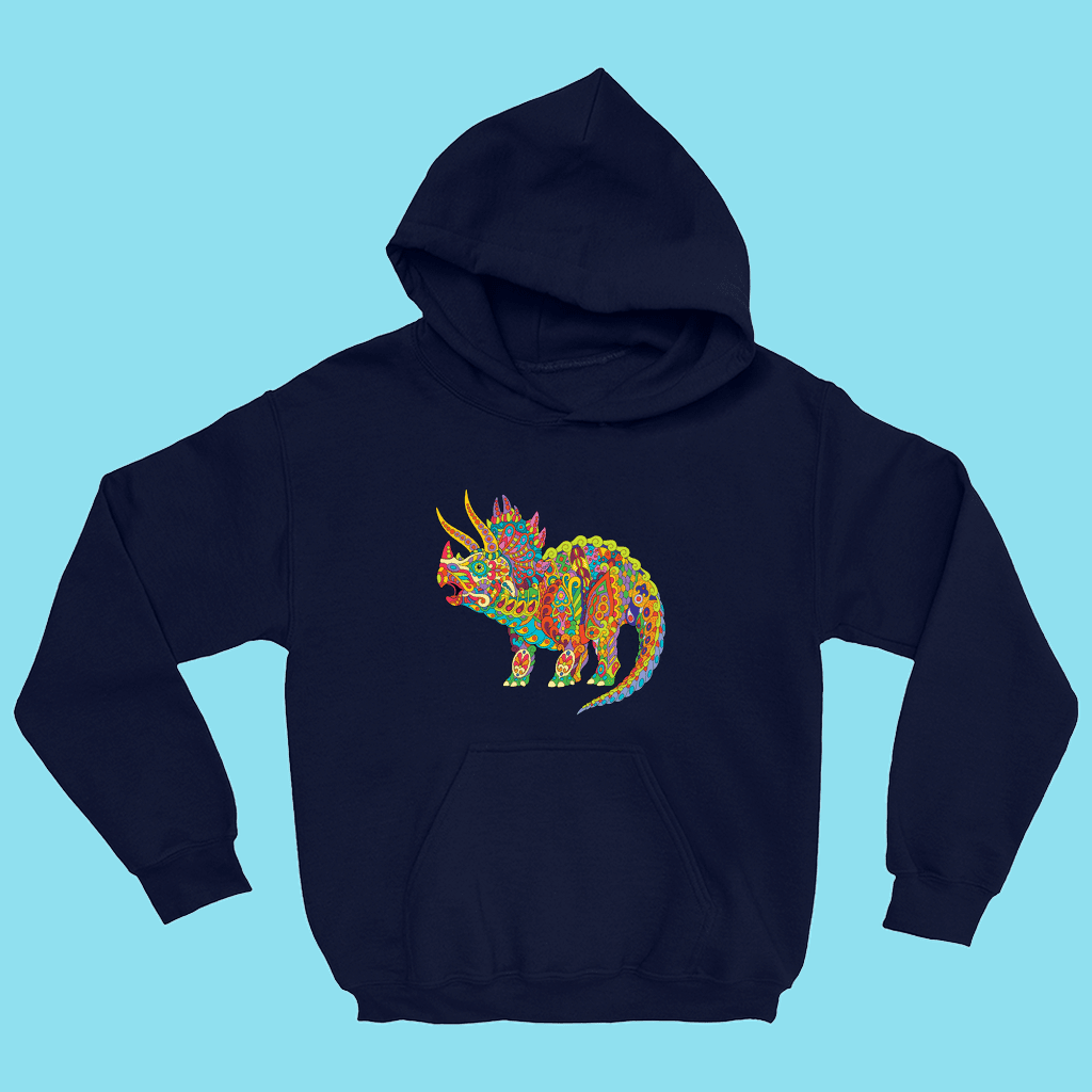 Kids Triceratops Zentangle Hoodie | Jurassic Studio