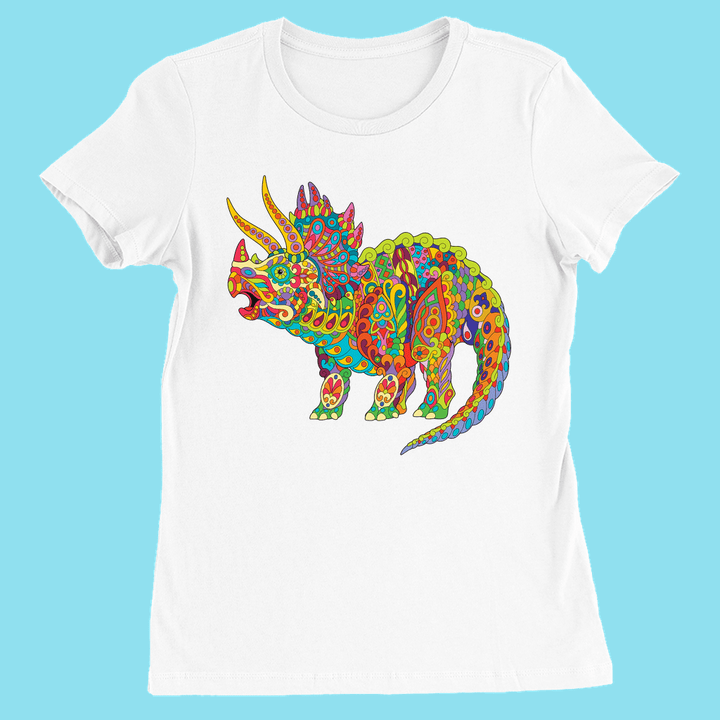 Women Triceratops Zentangle T-Shirt | Jurassic Studio