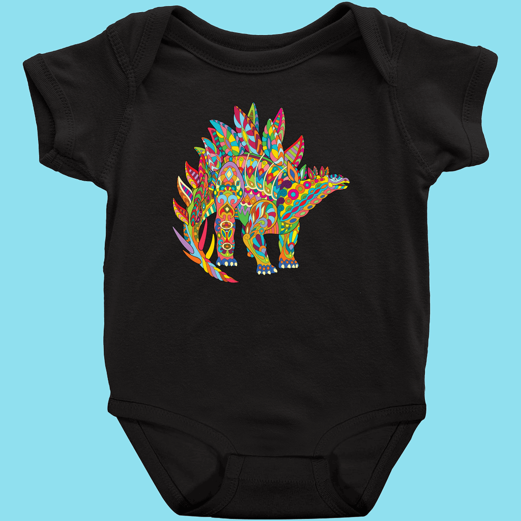 Toddler Stegosaurus Zentangle Onesie | Jurassic Studio