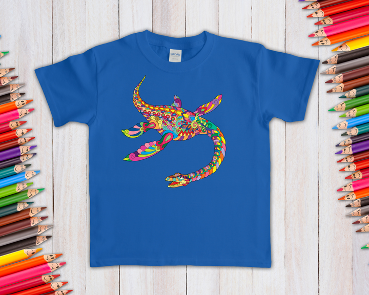Kids Plesiosaurus Zentangle T-Shirt | Jurassic Studio