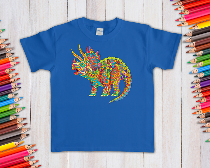 Kids Triceratops Zentangle T-Shirt | Jurassic Studio