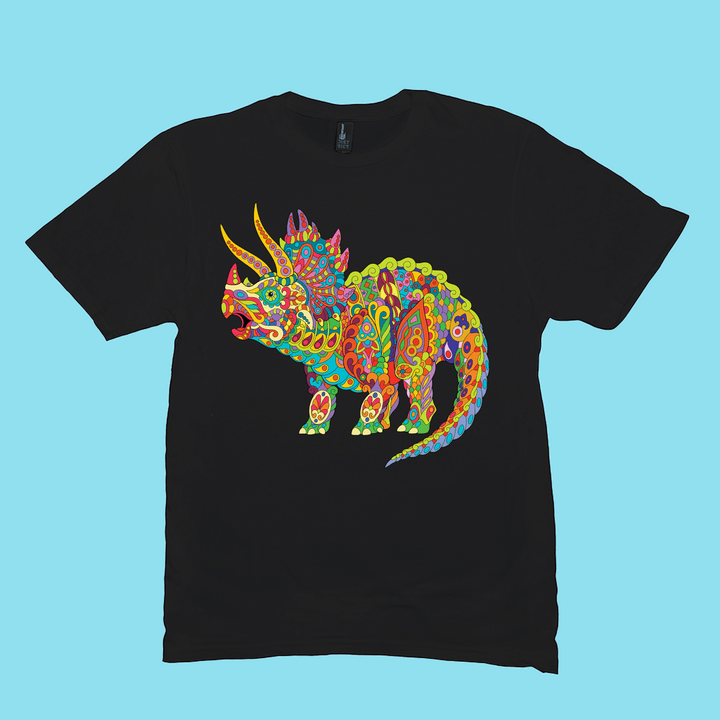 Men Triceratops Zentangle T-Shirt | Jurassic Studio