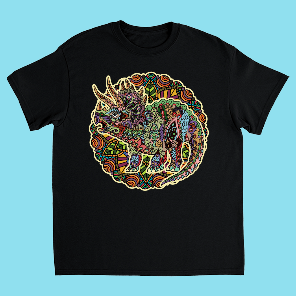Kids Triceratops Mandala T-Shirt | Jurassic Studio
