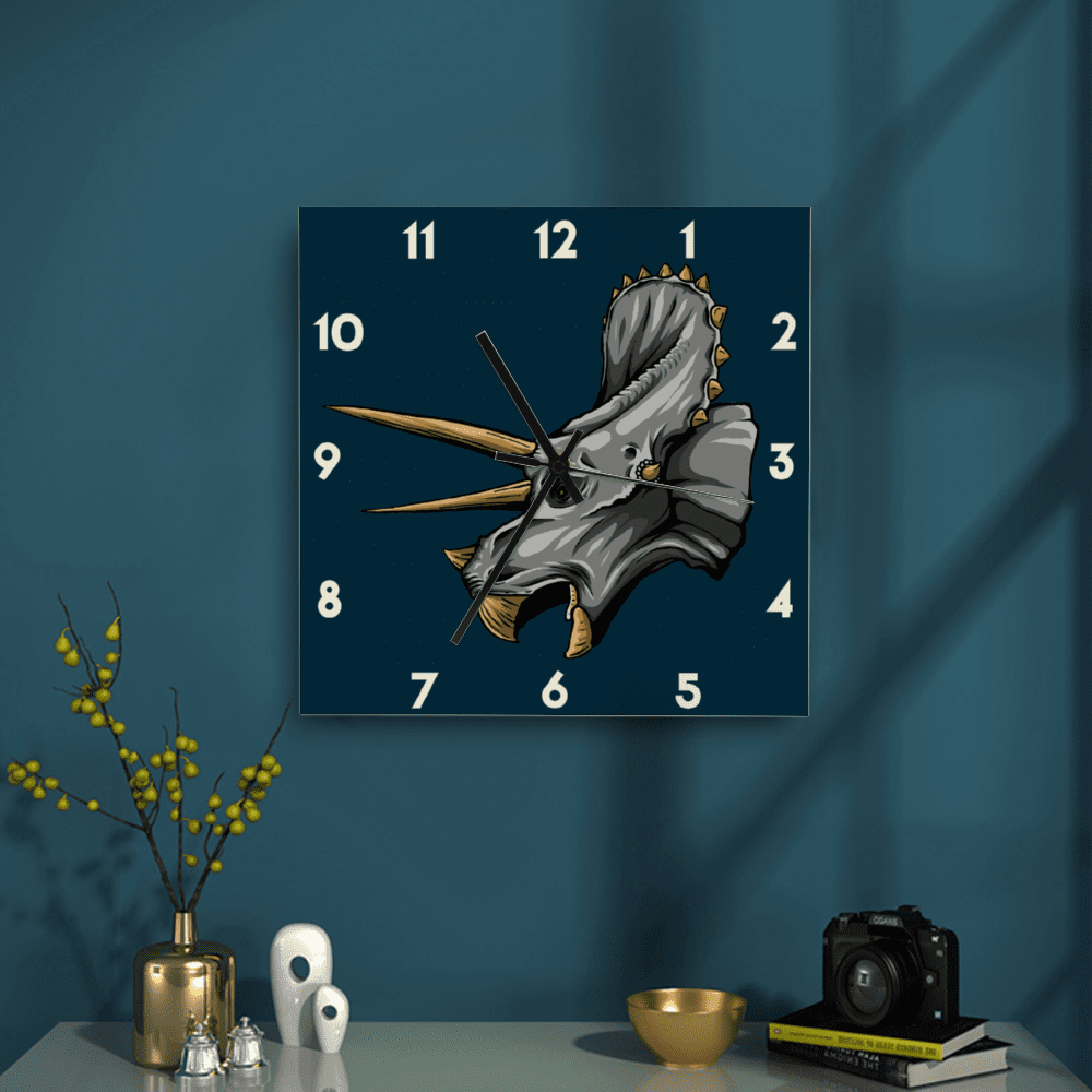 11 Inch Triceratops Wall Art Clock | Jurassic Studio
