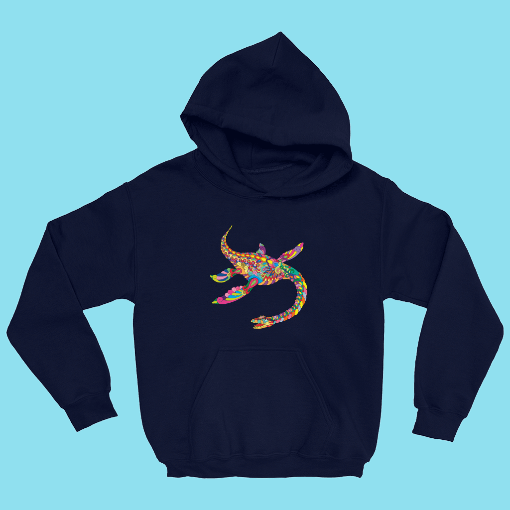Kids Plesiosaurus Zentangle Hoodie | Jurassic Studio