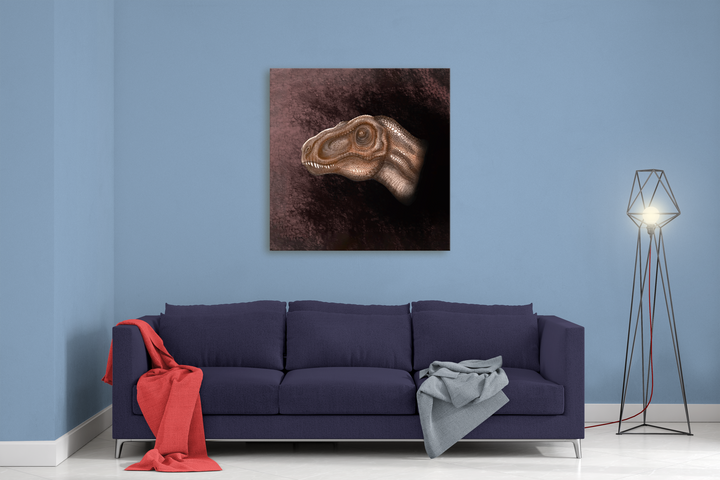 Brown T-Rex Portrait Canvas Wrap | Jurassic Studio