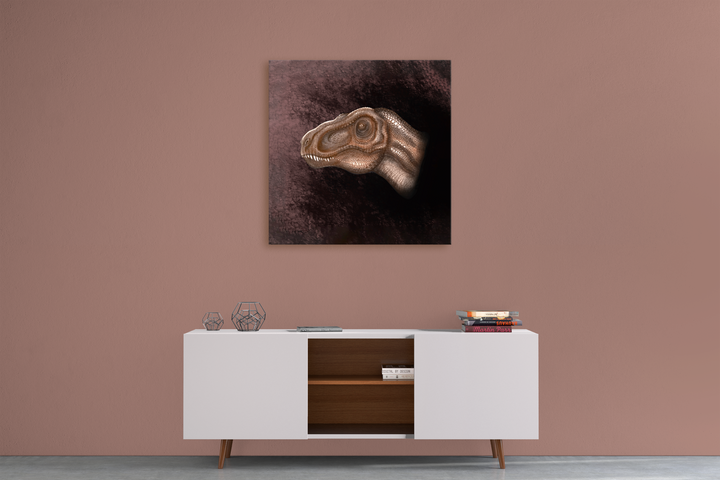 Brown T-Rex Portrait Canvas Wrap | Jurassic Studio