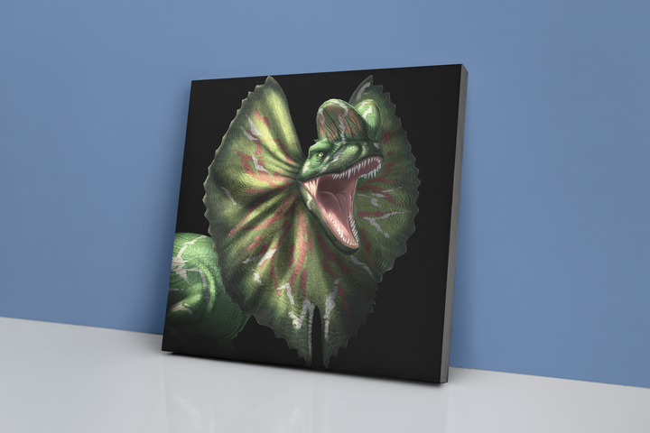 Dilophosaurus Portrait Canvas Wrap | Jurassic Studio