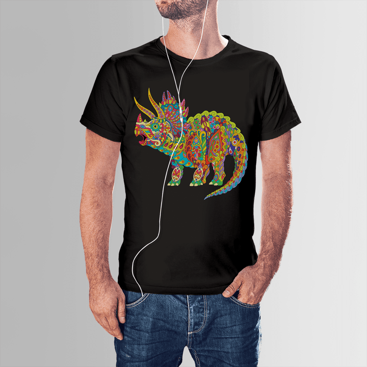 Men Triceratops Zentangle T-Shirt | Jurassic Studio