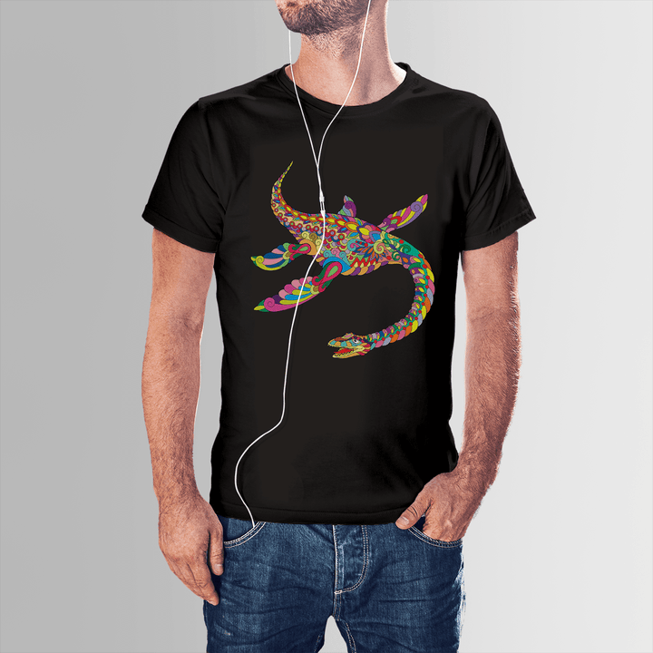 Men Plesiosaurus Zentangle T-Shirt | Jurassic Studio