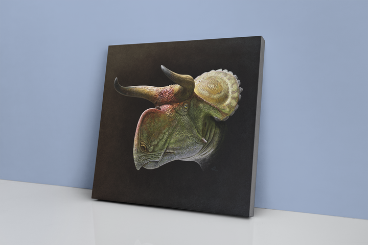 Nasutoceratops Portrait Canvas Wrap | Jurassic Studio