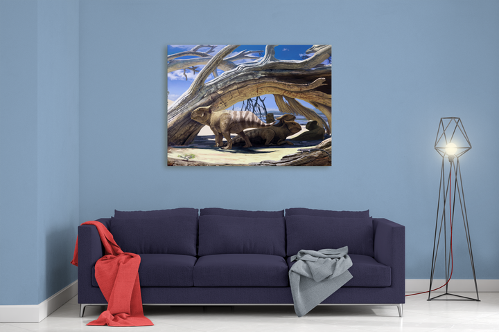 Protoceratops Shelter Canvas Wrap | Jurassic Studio