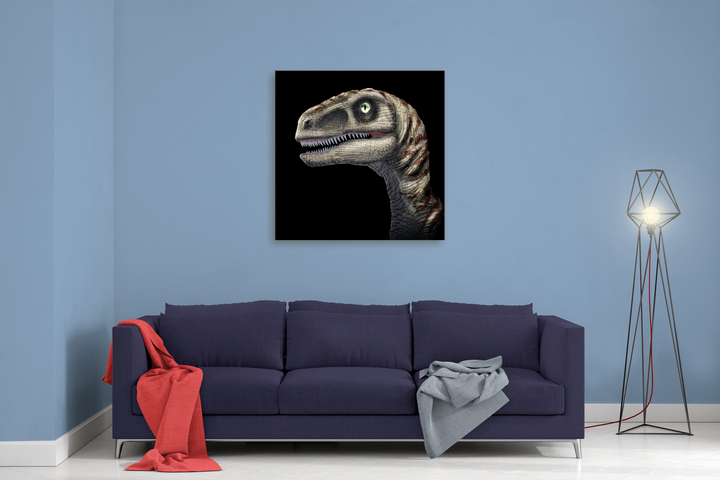 Velociraptor Portrait Canvas Wrap | Jurassic Studio