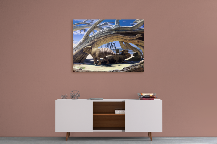 Protoceratops Shelter Canvas Wrap | Jurassic Studio