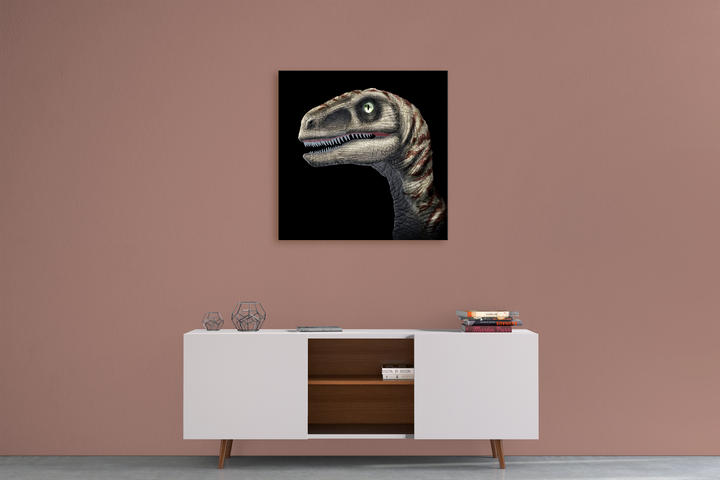 Velociraptor Portrait Canvas Wrap | Jurassic Studio