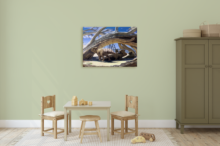 Protoceratops Shelter Canvas Wrap | Jurassic Studio