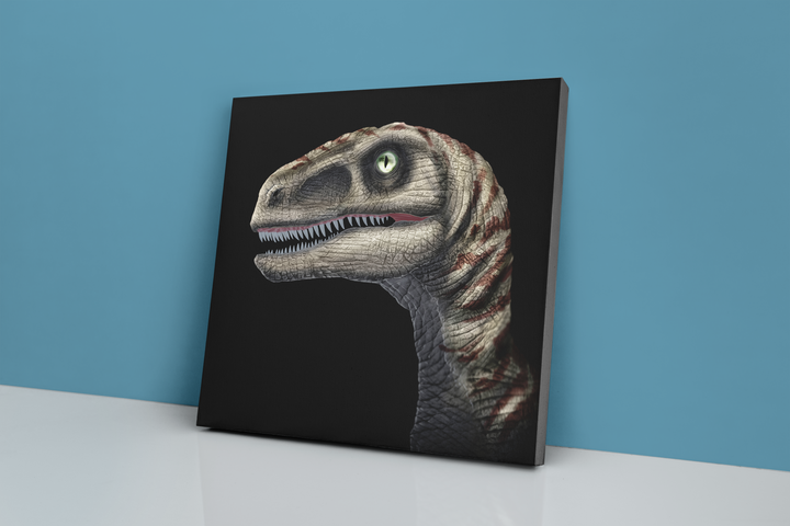 Velociraptor Portrait Canvas Wrap | Jurassic Studio