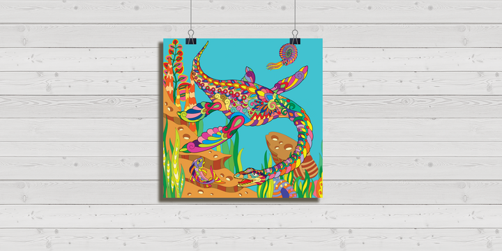 Plesiosaurs Zentangle Poster | Jurassic Studio