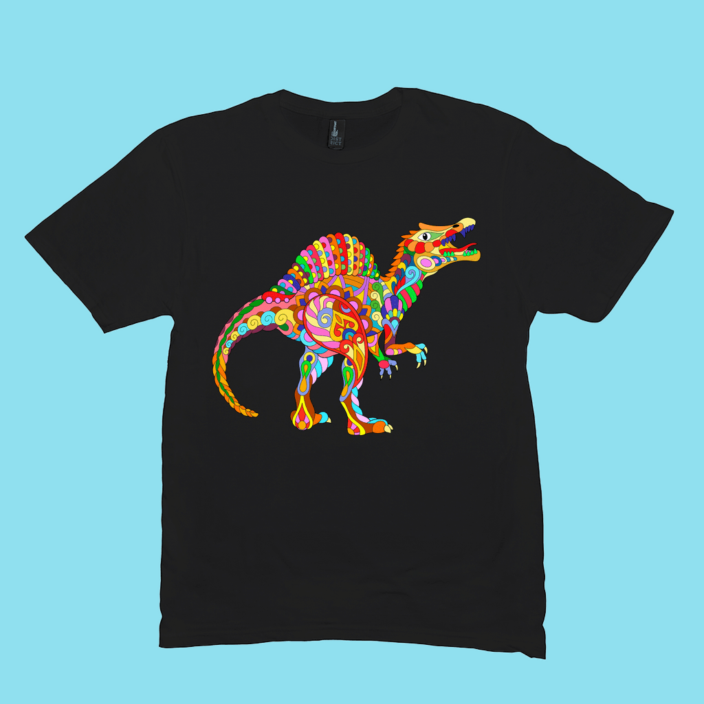 Men Spinosaurus Zentangle T-Shirt | Jurassic Studio