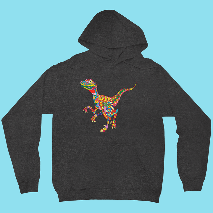 Men Velociraptor Zentangle Hoodie | Jurassic Studio
