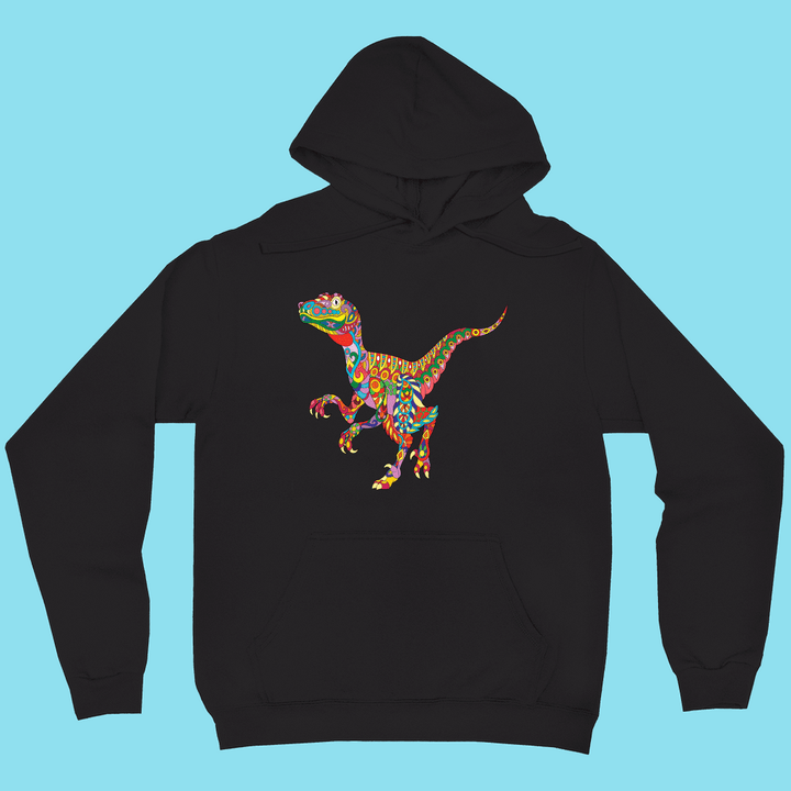 Men Velociraptor Zentangle Hoodie | Jurassic Studio