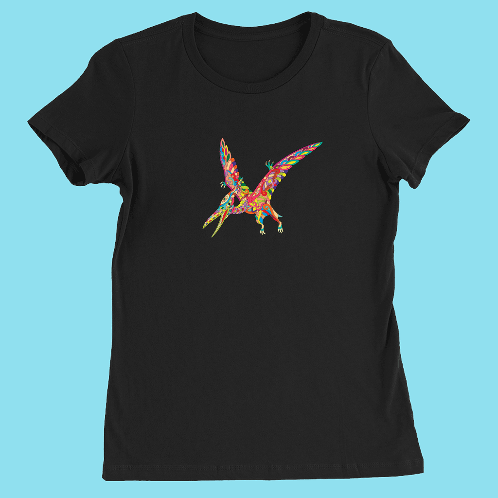 Women Pterodactyl Zentangle T-Shirt | Jurassic Studio
