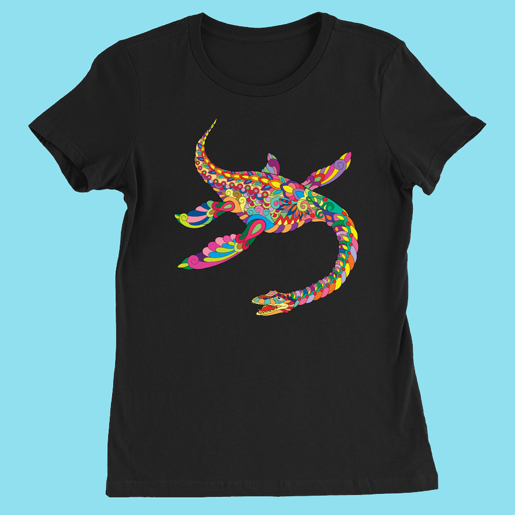 Women Plesiosaurus Zentangle T-Shirt | Jurassic Studio