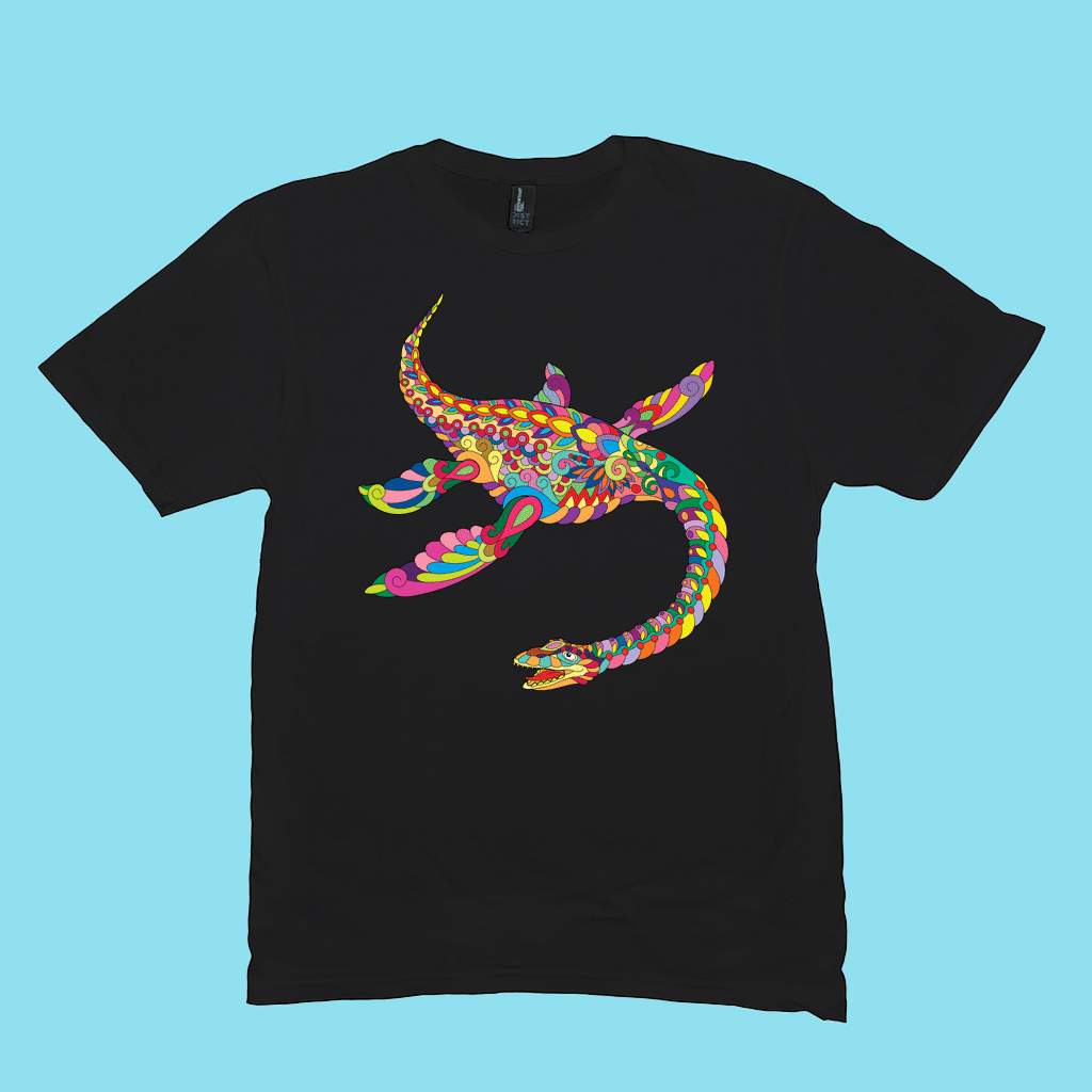Men Plesiosaurus Zentangle T-Shirt | Jurassic Studio
