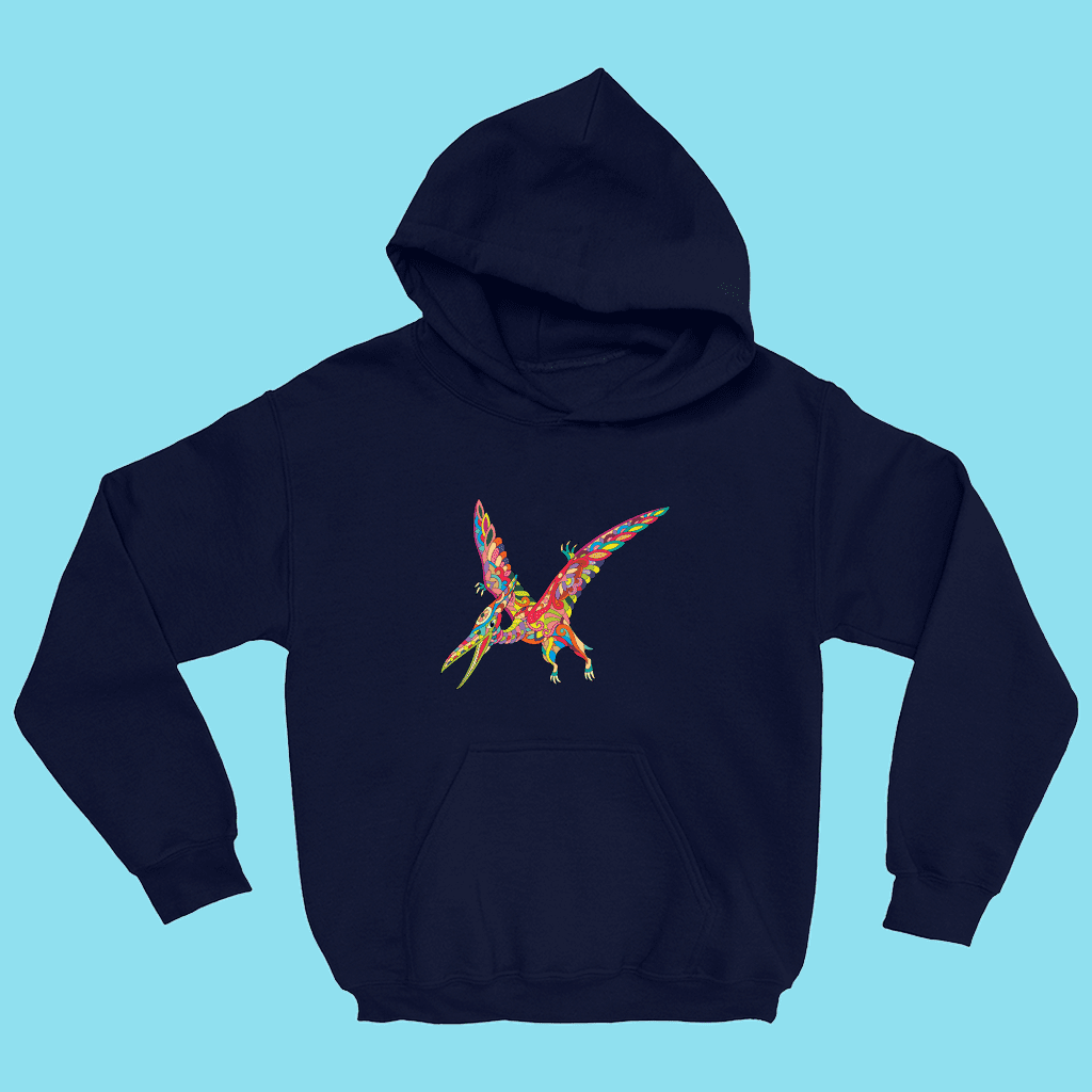 Kids Pterodactyl Zentangle Hoodie | Jurassic Studio