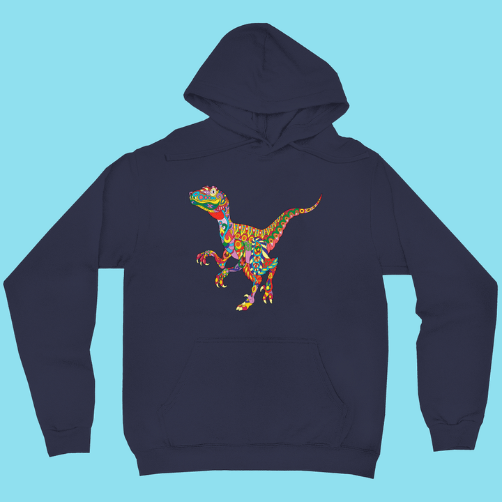 Men Velociraptor Zentangle Hoodie | Jurassic Studio