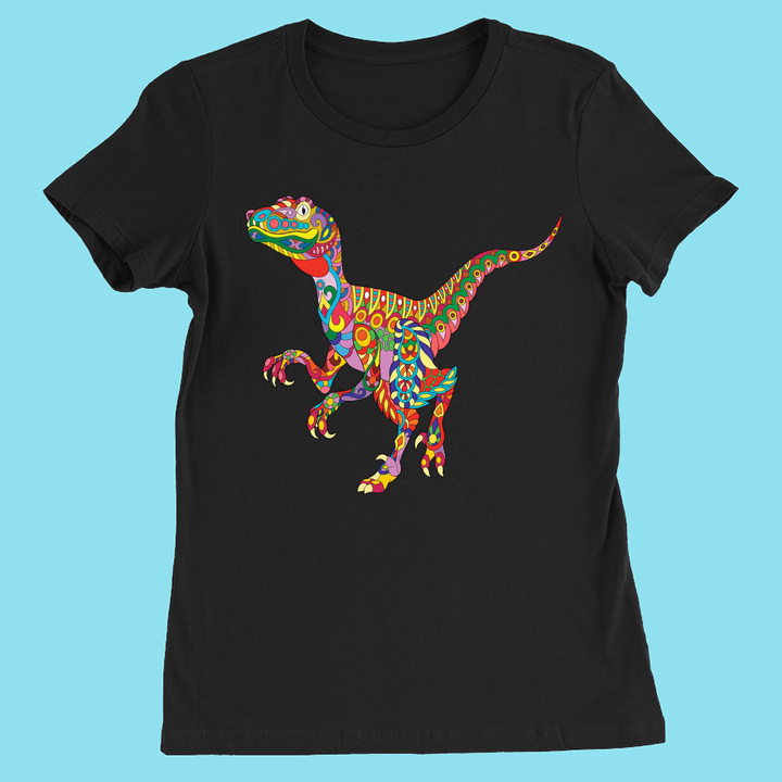 Women Velociraptor Zentangle T-Shirt | Jurassic Studio