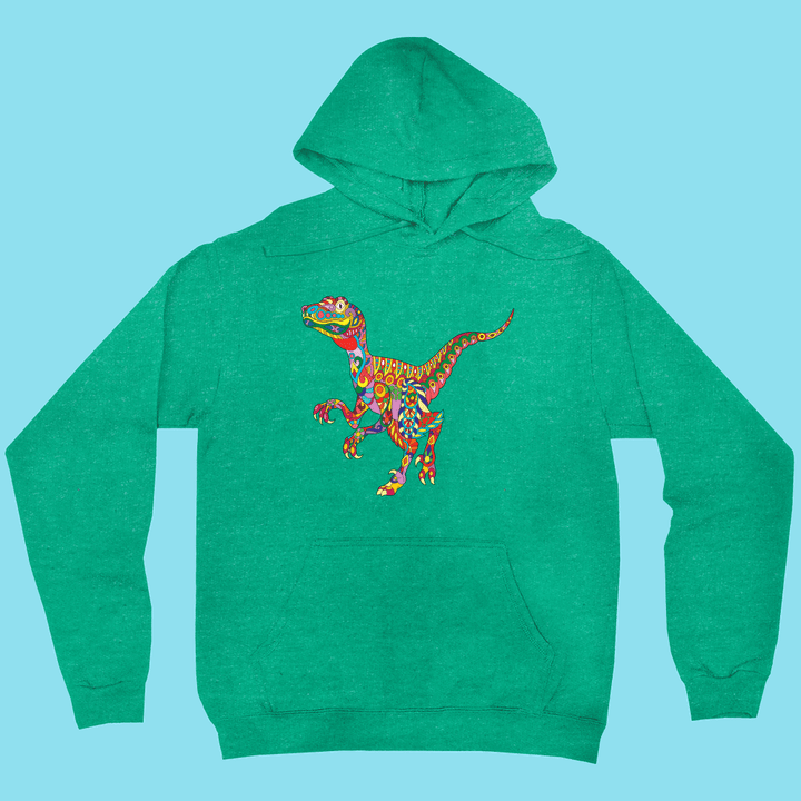 Men Velociraptor Zentangle Hoodie | Jurassic Studio