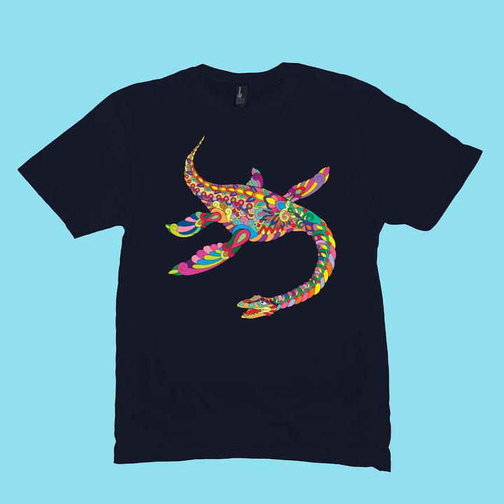 Men Plesiosaurus Zentangle T-Shirt | Jurassic Studio