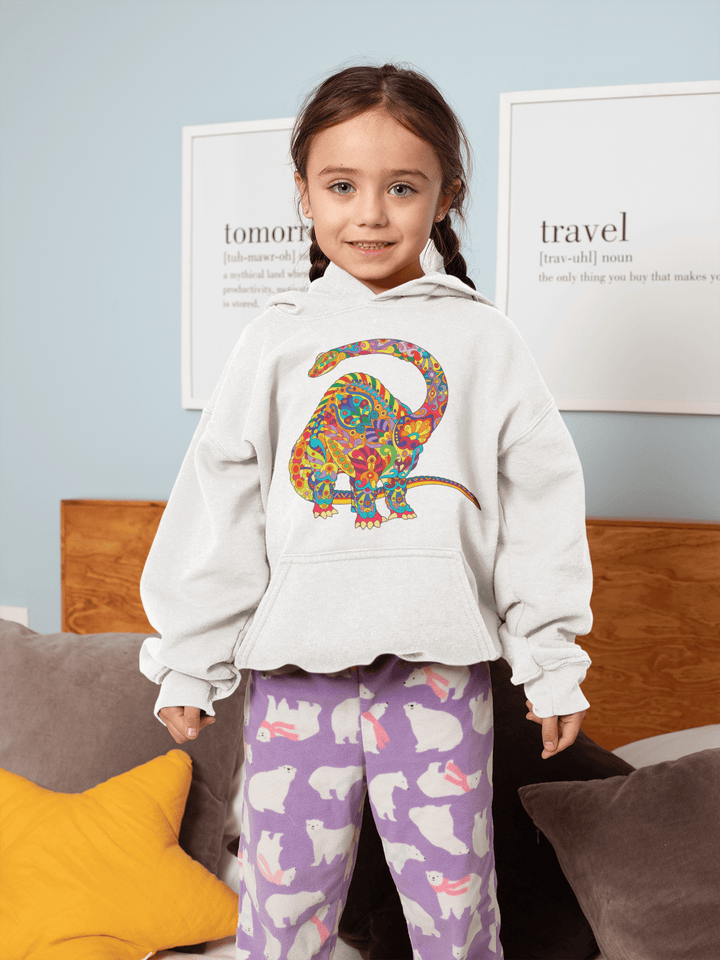 Kids Brontosaurus Zentangle Hoodie | Jurassic Studio