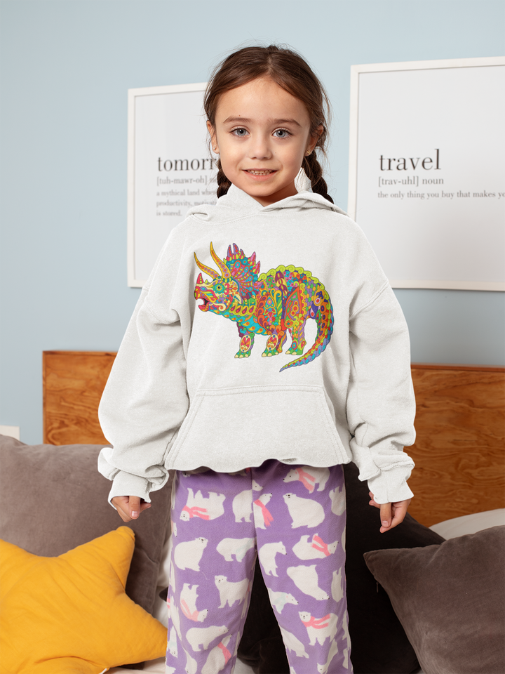 Kids Triceratops Zentangle Hoodie | Jurassic Studio