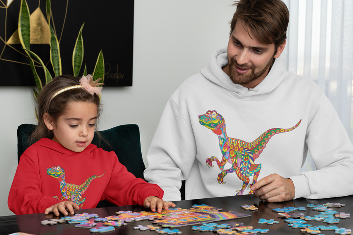 Men Velociraptor Zentangle Hoodie | Jurassic Studio